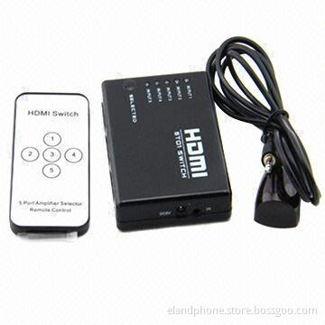 4K*2K HDMI Switch, 5-in-1 with Key-press-switching Function and IR Remote Control